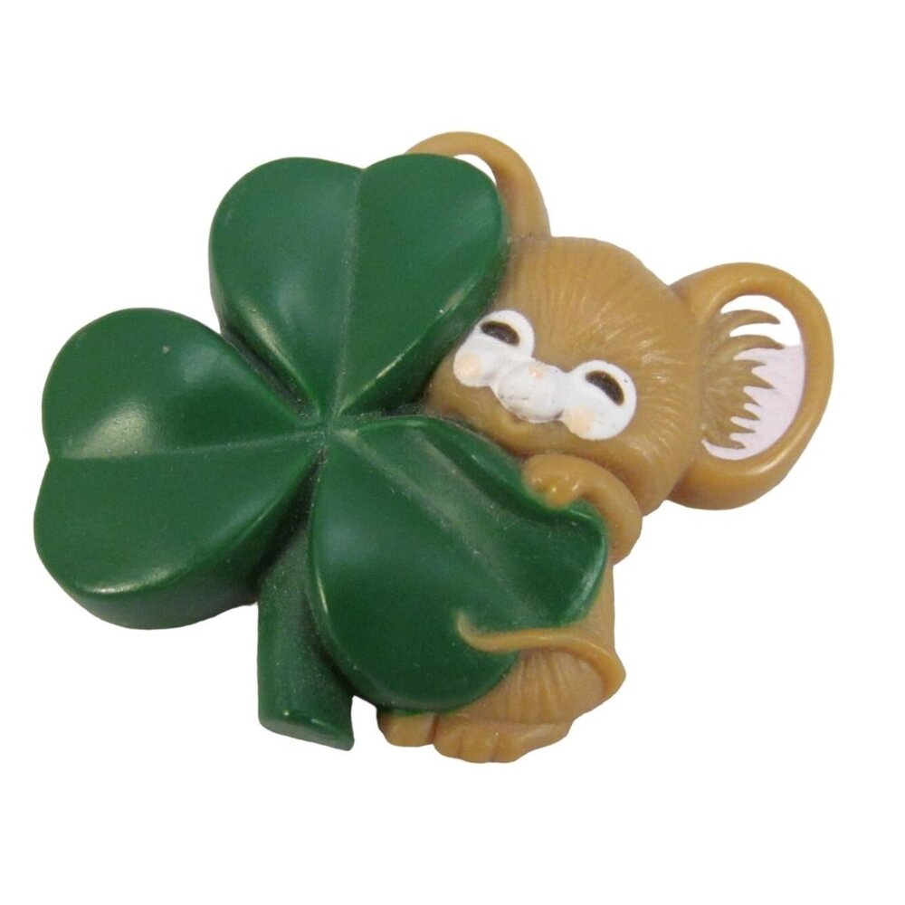 Vintage Hallmark 3 Leaf Clover and Mouse St Patrick Day Pin